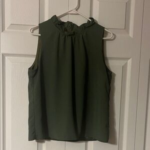 JCrew mercantile Sleeveless Mock Neck Green Chiffon Top M